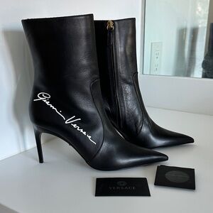 Versace Signature Black Ankle Boots NWT
